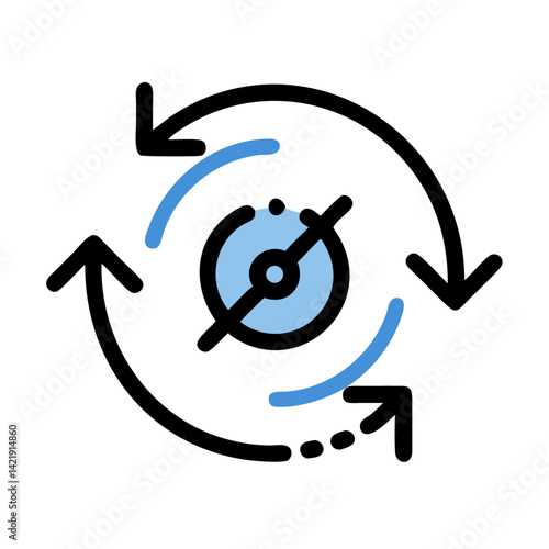 Rotational Motion Icon Representing Angular Velocity and Circular Movement