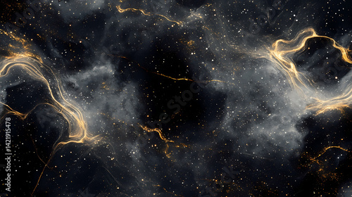 Obraz na płótnie Abstract nebula formations with light lines. Cosmic Illumination. Illustration w salonie