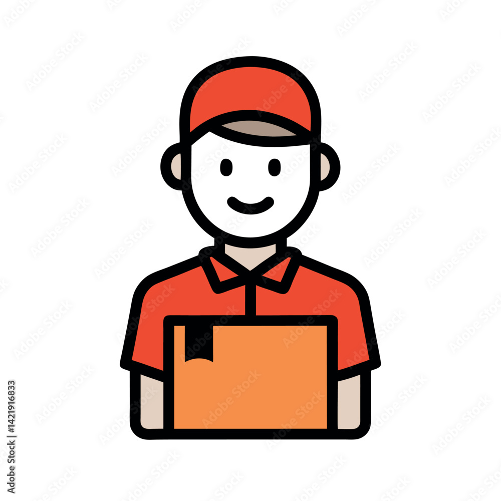 Friendly delivery person holding a package, ready to deliver. Friendly delivery person holding a package, ready to deliver.