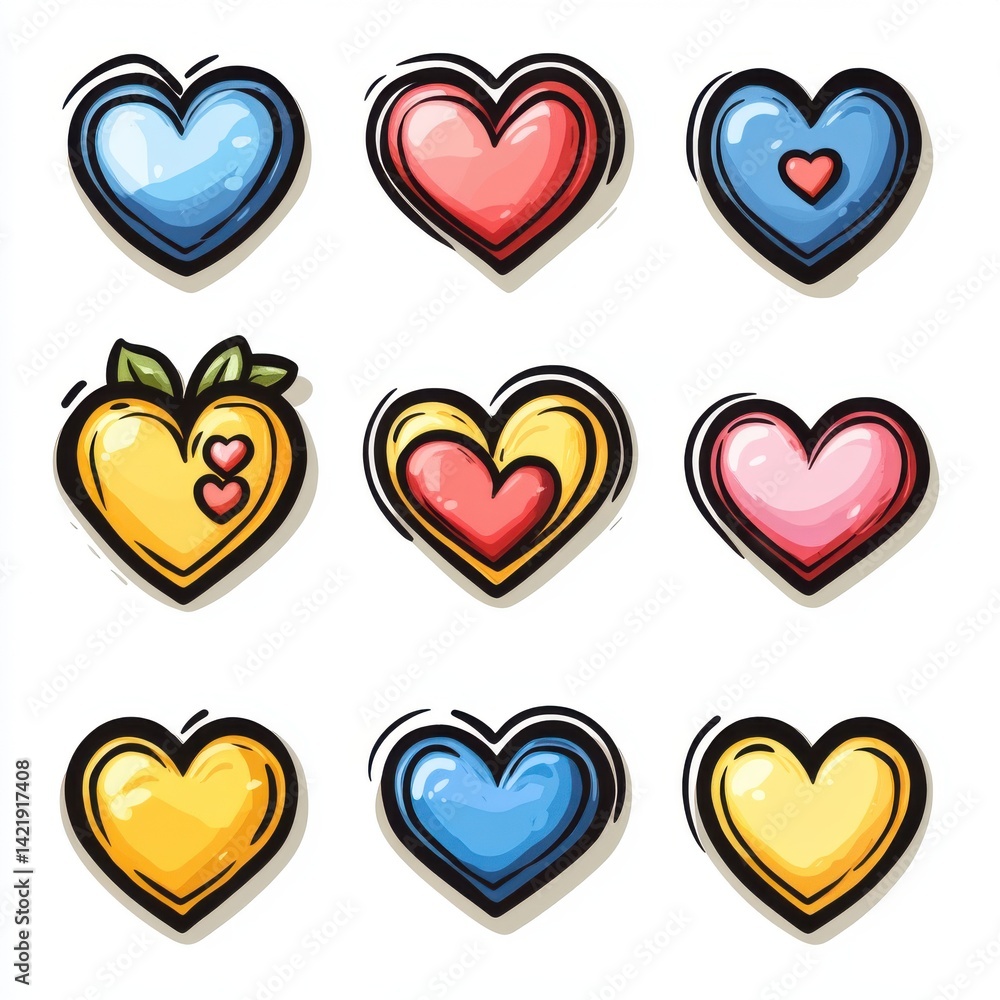 flat love icon pack, soft outline and filled versions, white background flat love icon pack, soft outline and filled versions, white background