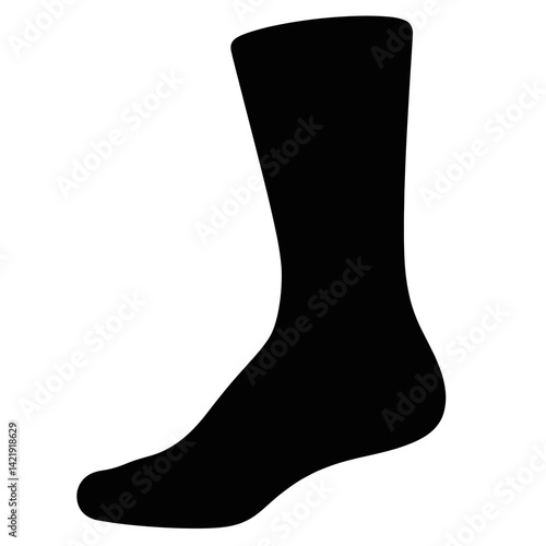 Silhouette of a knitted sock, minimalist design, comfort concept
