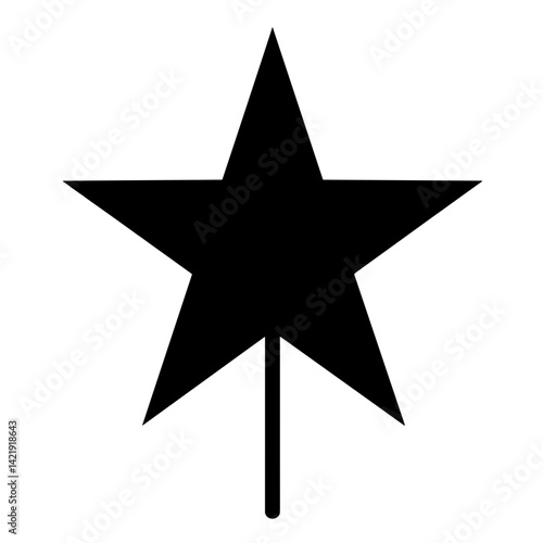 Star topper silhouette against white background, festive decoration