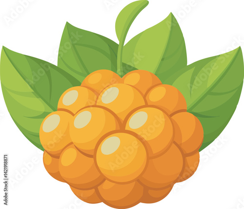 A vibrant vector art illustration showcasing delicious cloudberries with rich colors and detail, perfect for food-themed or nature-inspired designs.