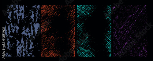 Colorful Grunge Texture Set with Noise Effect for Abstract Background and Overlay Design