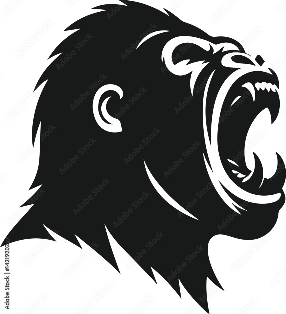 Fototapeta premium Angry gorilla vector silhouette