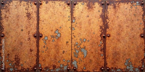 Wallpaper Mural Rustic Orange Patina Metal Panels with Rivets A Weathered Industrial Background Texture Torontodigital.ca