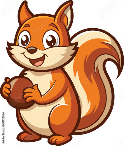 A mascot logo of a friendly and helpful cartoon squirrel holding a nut (or relevant item), representing resourcefulness and assistance for a service oriented business