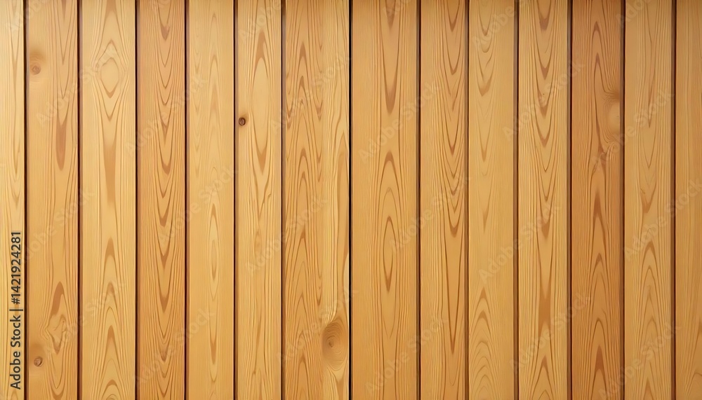 Naklejka premium Wooden panels texture. Vertical wooden slats for facade cladding. Timber stripes made of beige pine a modern plank surface for interior, created with generative ai