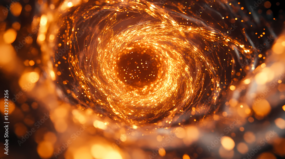 Ethereal energy vortex abstract glowing swirling motion with stunning light effects. Supercluster Weave. Illustration