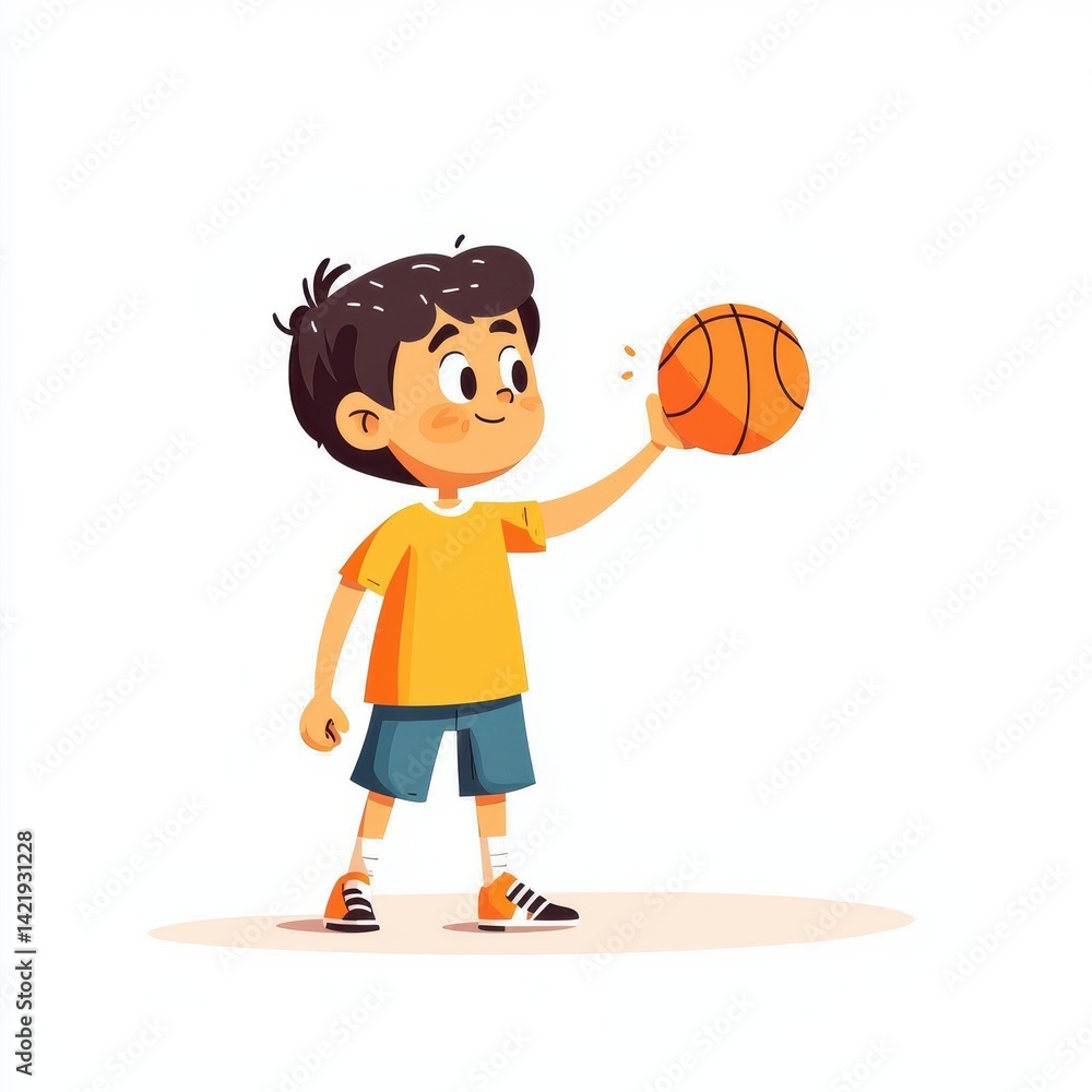 Youngster Enjoys a Basketball Game Throwing the Ball Up in the Air Action Sports Play Fun Illustration Youngster Enjoys a Basketball Game Throwing the Ball Up in the Air Action Sports Play Fun Illustration