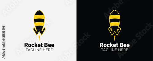 creative rocket bee logo icon for corporate business, Rocket bee logo template