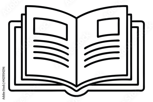  Magazine flat and line icons set Open magazine symbol Vector