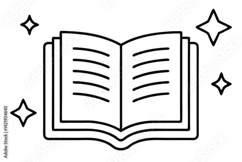  Magazine flat and line icons set Open magazine symbol Vector