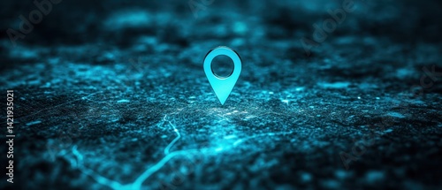 Digital Location Pointer on a Glowing Map