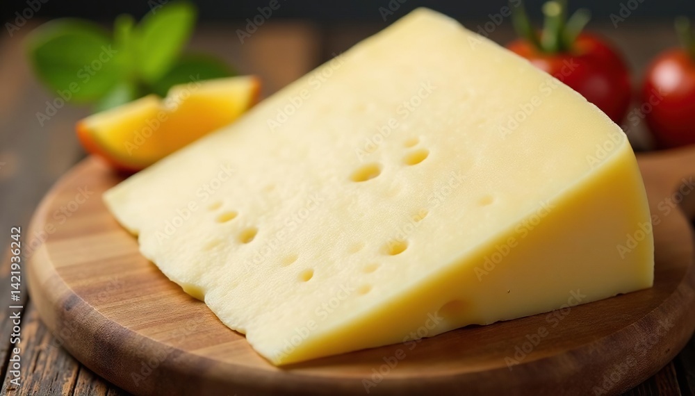 Close-up of sliced white cheese, showing detail, provolone, crumbly Close-up of sliced white cheese, showing detail, provolone, crumbly