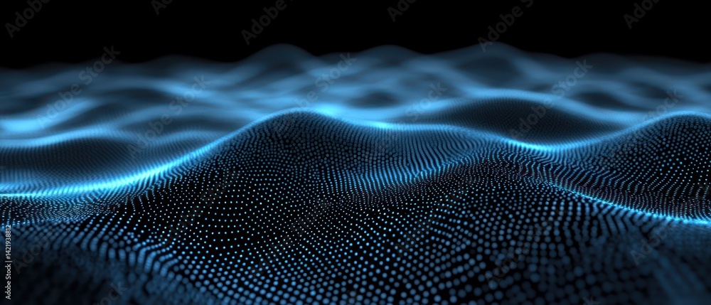 Abstract Blue Digital Wave: A mesmerizing digital landscape of undulating particles, evoking a sense of serenity and technological wonder. Abstract Blue Digital Wave: A mesmerizing digital landscape of undulating particles, evoking a sense of serenity and technological wonder.