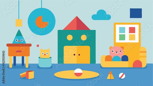kids room with bunk bed and stuffed animals