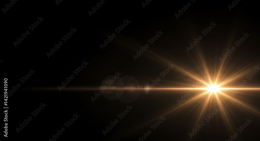 Obraz premium Golden Lens Flare on Black Background