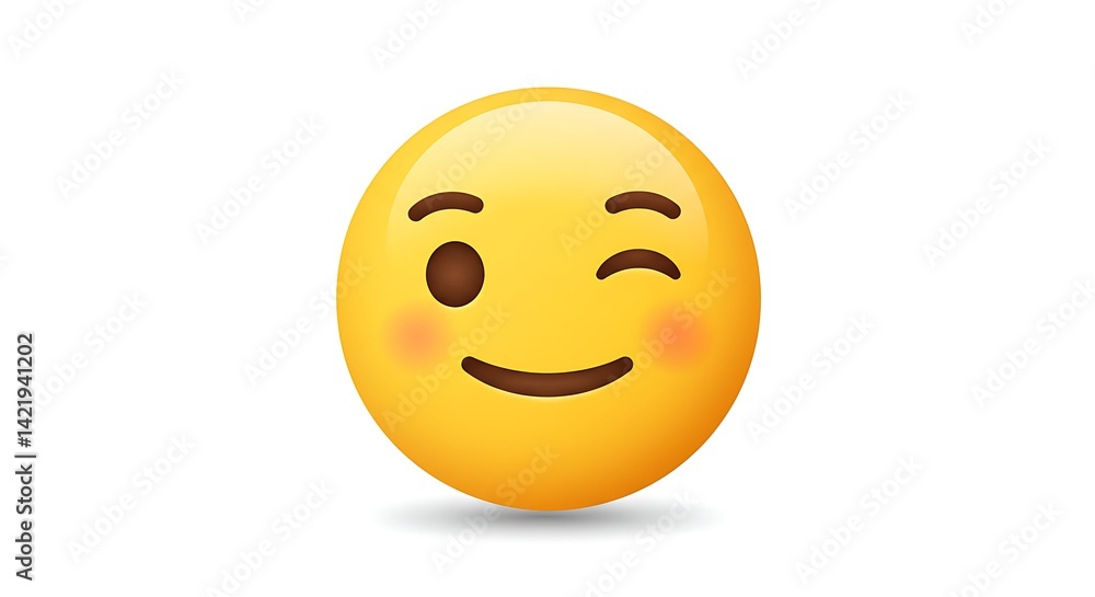 Fototapeta premium Winking Emoji with Yellow Background