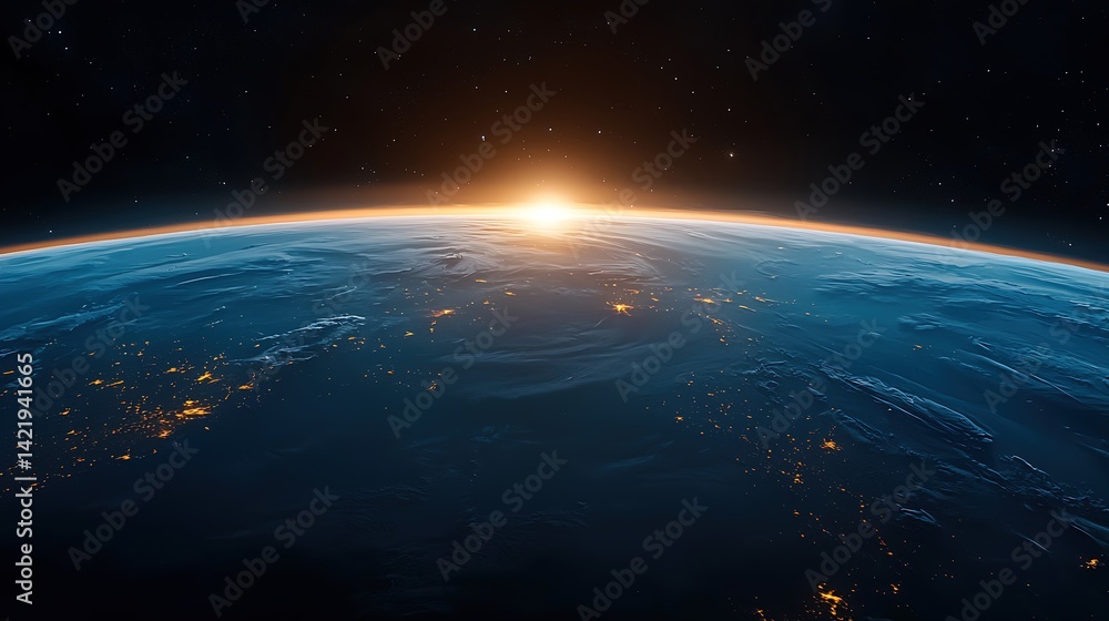 Stunning View of Earth from Space at Sunrise Stunning View of Earth from Space at Sunrise