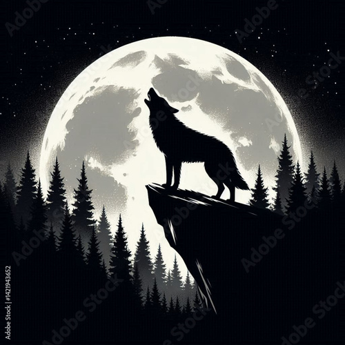 wolf howling at night