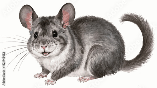 Aqua whiskers chinchilla isolated watercolor vector illustration svg  