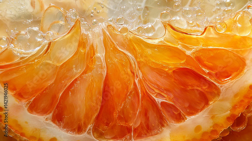Macro of juicy mandarin orange slice