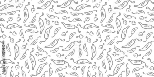 chili pattern Background. doodle chili background. pepper pattern background.