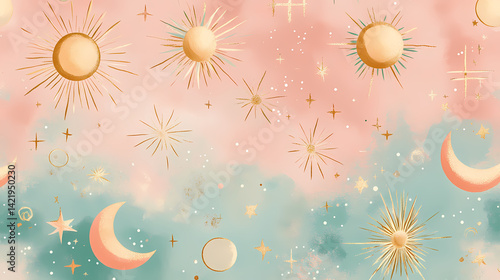 Obraz na płótnie celestial elements pattern w salonie