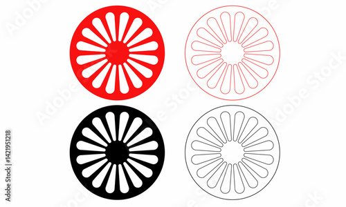 Gypsy wheel symbol icons in outline and solid styles. Ideal for cultural, ethnic, heritage, tattoo, and spiritual graphic design and decoration