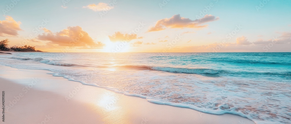 Serene Sunset Beach: Golden Hour Paradise