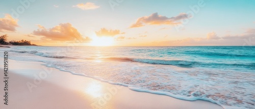 Serene Sunset Beach: Golden Hour Paradise