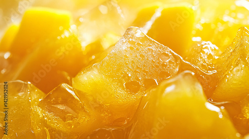 Macro of mango shaved ice dessert