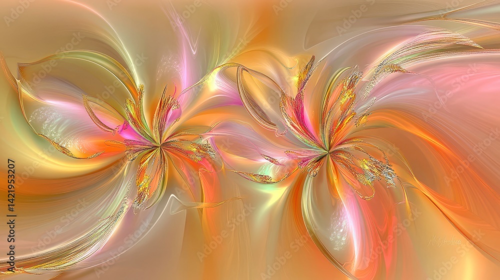 Abstract Floral Swirl: A symphony of pastel hues and flowing forms, creating a dreamy and ethereal artistic vision.