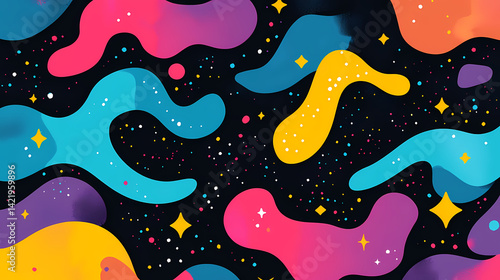 Obraz na płótnie A colorful tiedye design with irregular shapes and flowing, abstract patterns. Nightwave Drift. Illustration w salonie