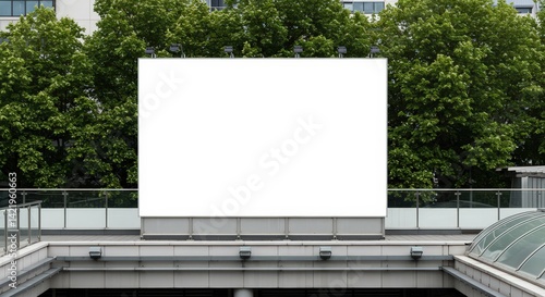 Wallpaper Mural Blank Billboard on Building Roof with Trees in Background Torontodigital.ca