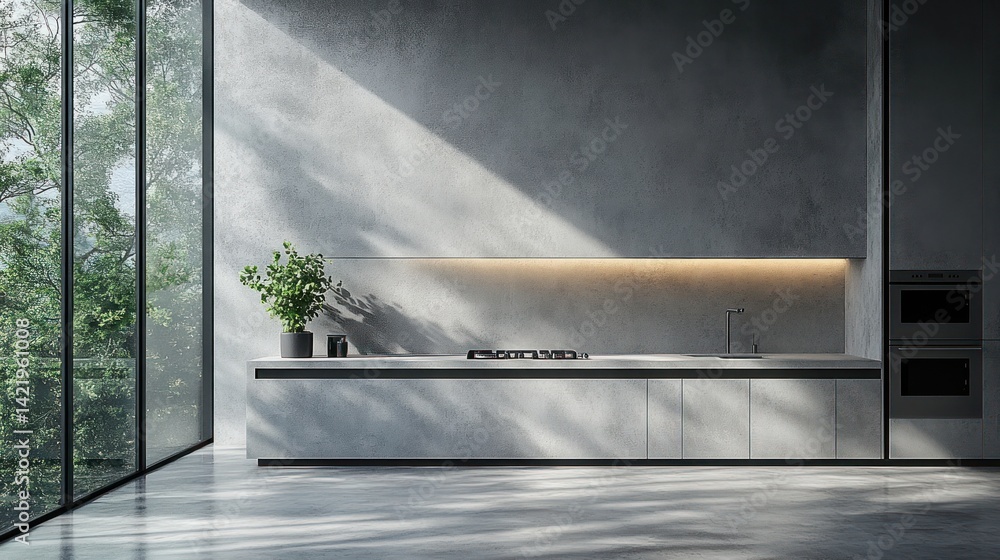 Modern Minimalist Kitchen Design with Nature View Modern Minimalist Kitchen Design with Nature View