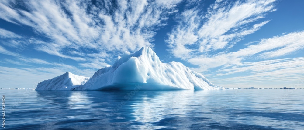 Majestic Iceberg in Arctic Waters: A Breathtaking Panorama of Greenland's Glacial Beauty