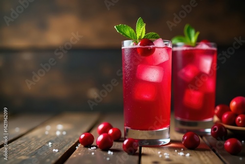 Wallpaper Mural Chilled vodka cranberry cocktails Rustic wood backdrop , liquor, photography Torontodigital.ca