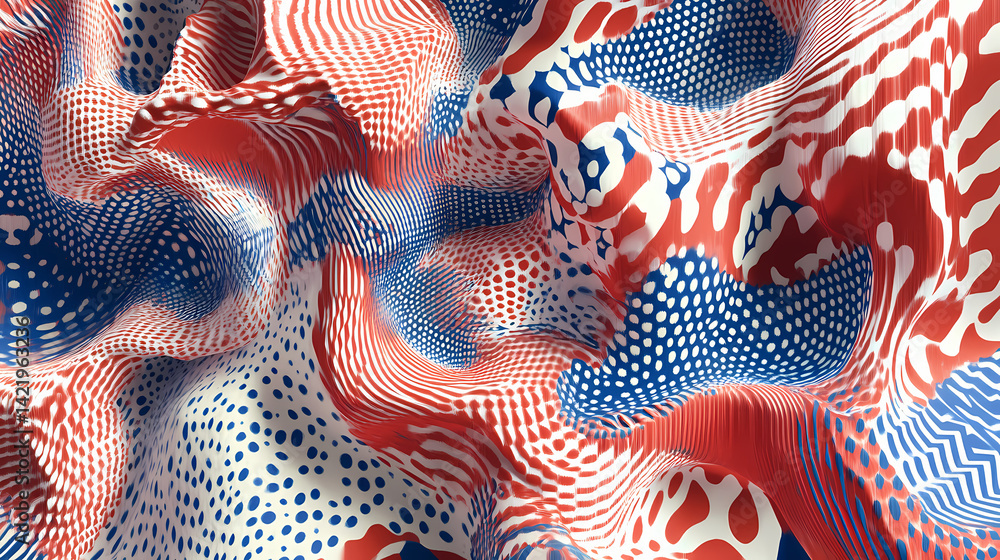 An abstract representation of a political tension. the art style tessellating textures resembling a web, weave or weft. tessellation. illustration. Reality-Warped Weft. Illustration