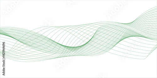 .Abstract green futuristic blend waves lines technology background and sound wave lines on white background e. frequency flow business stripe gradient white vector technology template . 