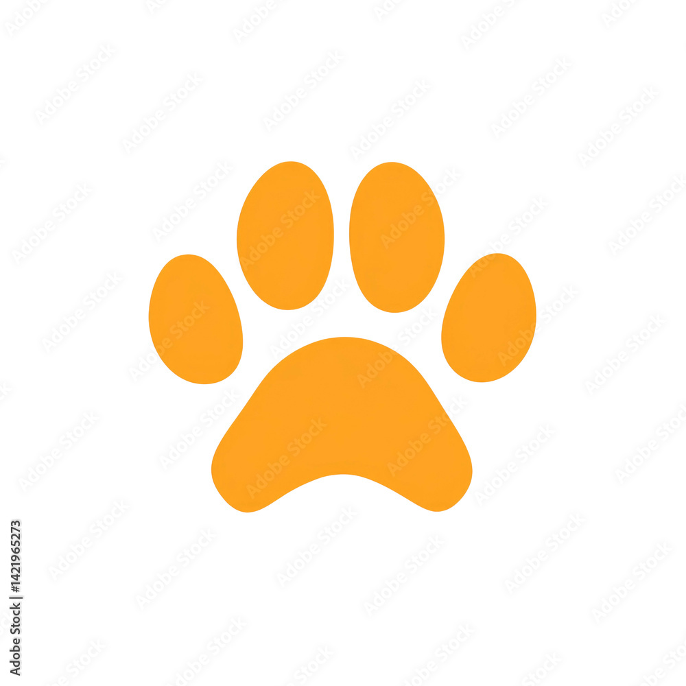 Orange Paw Print Icon - Simple Animal Footprint Graphic Orange Paw Print Icon - Simple Animal Footprint Graphic