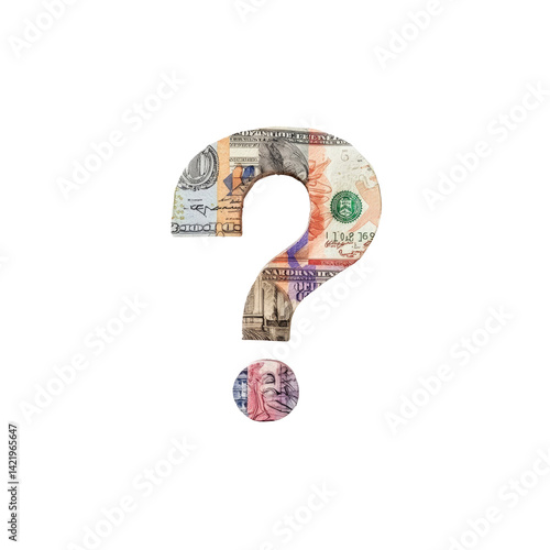 Question Mark Made of World Currencies Financial Uncertainty and Global Economics Concept