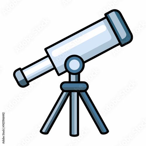Minimalist flat color Telescope Graphic vector Illustration.