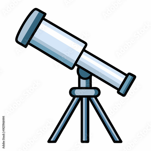 Minimalist flat color Telescope Graphic vector Illustration.