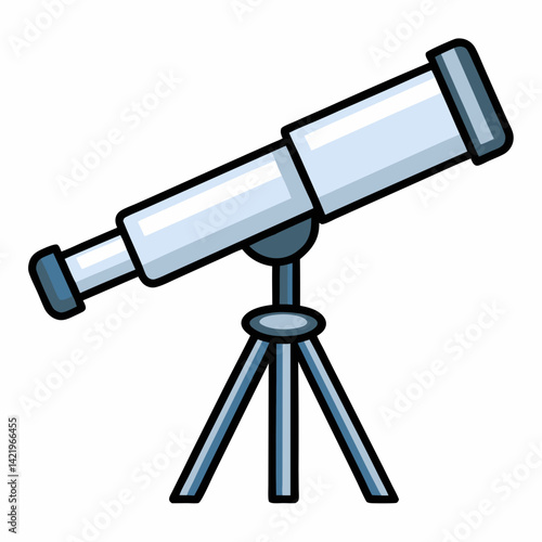 Minimalist flat color Telescope Graphic vector Illustration.