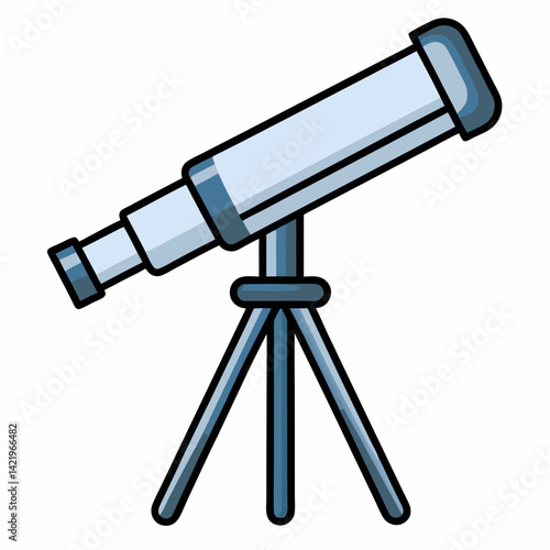 Minimalist flat color Telescope Graphic vector Illustration.