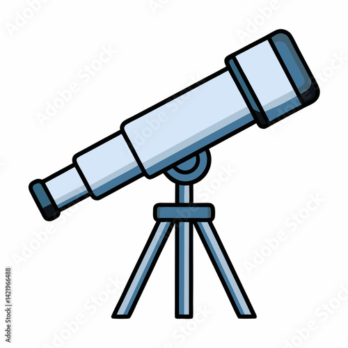 Minimalist flat color Telescope Graphic vector Illustration.