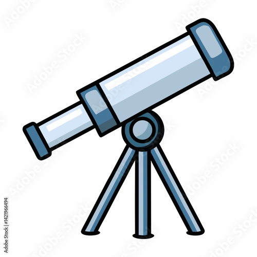 Minimalist flat color Telescope Graphic vector Illustration.