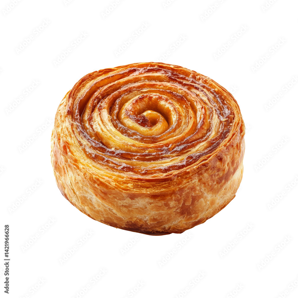 Fototapeta premium Golden-Brown Swirled Pastry Delicious Cinnamon Roll Close-Up